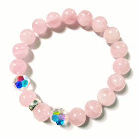 Rozā kvarca rokassprādze ar swarovski kristāliem