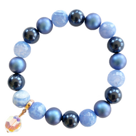 Swarovski pērļu un ahāta aproce