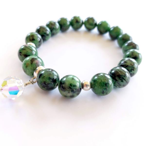 zoisite and sterling silver bracelet