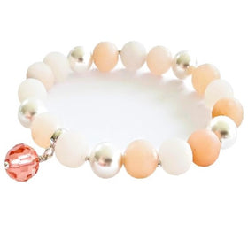 Rozā aventurīna un Swarovski pērļu rokassprādze